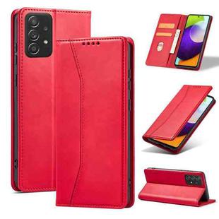 For Samsung Galaxy A52 4G / 5G Dreamy Magnetic Dual-fold Calfskin Leather Phone Case(Red)