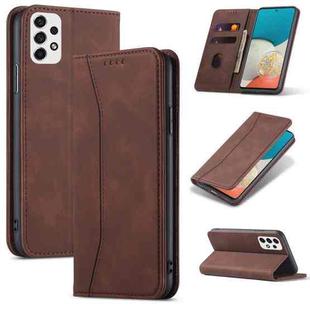 For Samsung Galaxy A53 Dreamy Magnetic Dual-fold Calfskin Leather Phone Case(Coffee)