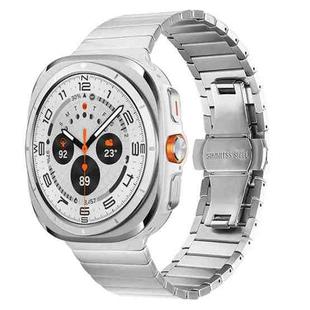 For Samsung Galaxy Watch Ultra 47mm One-bead Butterfly Buckle Stainless Steel Watch Band(Silver)
