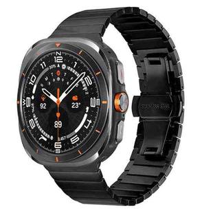 For Samsung Galaxy Watch Ultra 47mm One-bead Butterfly Buckle Stainless Steel Watch Band(Black)