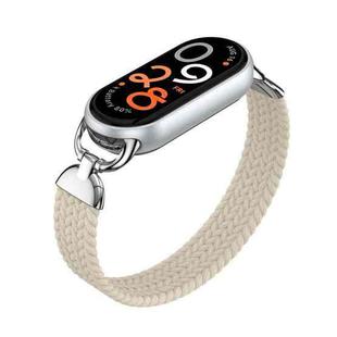 For xiaomi Smart Band 10 / 9 / 8 Metal Head Single Woven Nylon Watch Band, Size:S(Starlight Color)