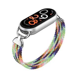 For xiaomi Smart Band 10 / 9 / 8 Metal Head Single Woven Nylon Watch Band, Size:S(Rainbow)