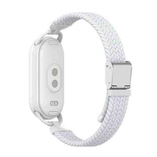 For Xiaomi Smart Band 10 / 9 / 8 Metal Head Two Sections Nylon Braided Watch Band(Ceramic White)