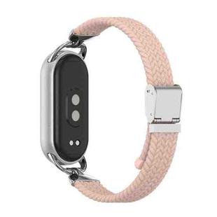 For Xiaomi Smart Band 10 / 9 / 8 Metal Head Two Sections Nylon Braided Watch Band(Powdered Sand)