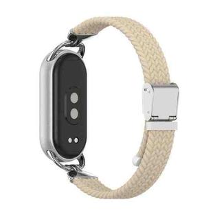 For Xiaomi Smart Band 10 / 9 / 8 Metal Head Two Sections Nylon Braided Watch Band(Apricot)