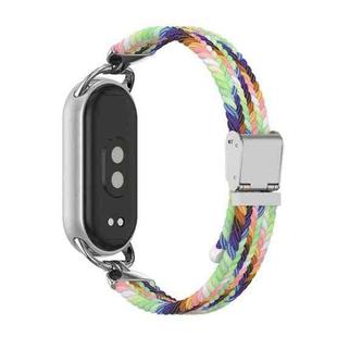 For Xiaomi Smart Band 10 / 9 / 8 Metal Head Two Sections Nylon Braided Watch Band(Rainbow)