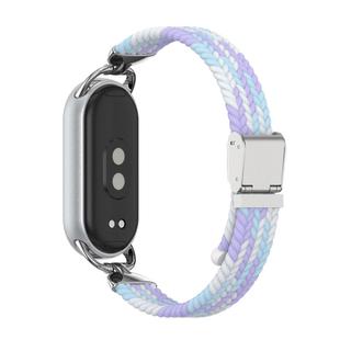 For Xiaomi Smart Band 10 / 9 / 8 Metal Head Two Sections Nylon Braided Watch Band(Violet)