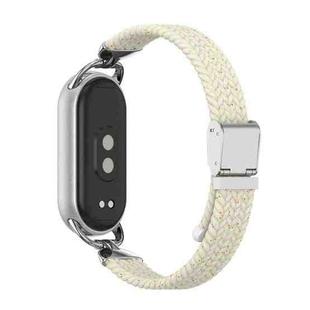 For Xiaomi Smart Band 10 / 9 / 8 Metal Head Two Sections Nylon Braided Watch Band(Colorful White)