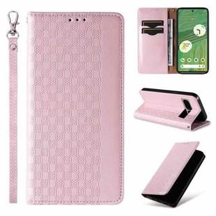 For Google Pixel 7 Braided Embossed Strong Magnetic Leather Phone Case(Pink)