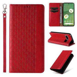 For Google Pixel 7 Braided Embossed Strong Magnetic Leather Phone Case(Red)