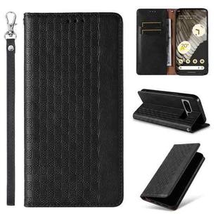 For Google Pixel 7 Pro Braided Embossed Strong Magnetic Leather Phone Case(Black)