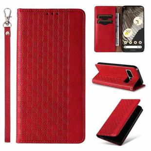For Google Pixel 7 Pro Braided Embossed Strong Magnetic Leather Phone Case(Red)