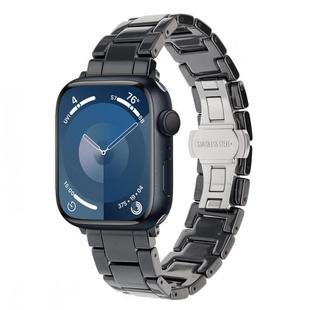 For Apple Watch 42mm / 41mm / 40mm / 38mm Tank Grain Ceramics Watch Band(Black)