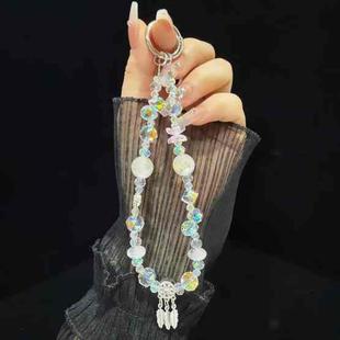 Dreamcatcher Gold Foil Bead Crystal Mobile Phone Chain(White)