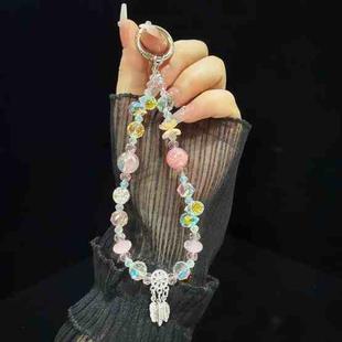 Dreamcatcher Gold Foil Bead Crystal Mobile Phone Chain(Pink)