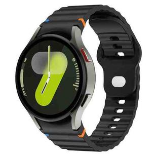 For Samsung Galaxy Watch 7 40mm / 44mm Wavy Grain Stitched Reverse Buckle 20mm Silicone Watch Band(Black)