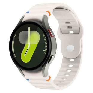 For Samsung Galaxy Watch 7 40mm / 44mm Wavy Grain Stitched Reverse Buckle 20mm Silicone Watch Band(Starlight)