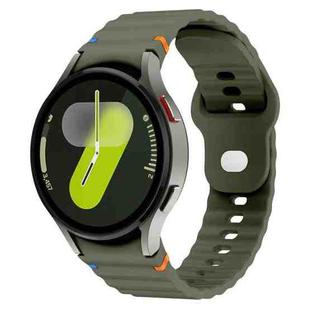 For Samsung Galaxy Watch 7 40mm / 44mm Wavy Grain Stitched Reverse Buckle 20mm Silicone Watch Band(Army Green)