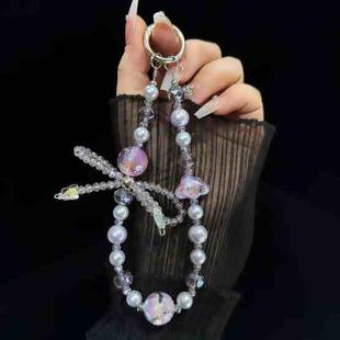 Luminous Clouds Gold Pobeads Bow Crystal Phone Chain(Purple)