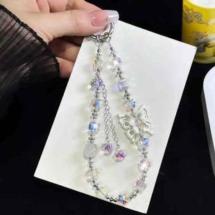 Three-Dimensional Butterfly Tassel Bead Crystal Bracelet(White)