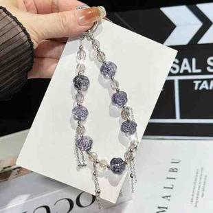 Camellia Crystal Mobile Phone Chain(Deep Purple)