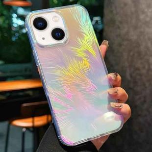 For iPhone 13 Glossy Color-Plated Shockproof Phone Case(Colored feathe)