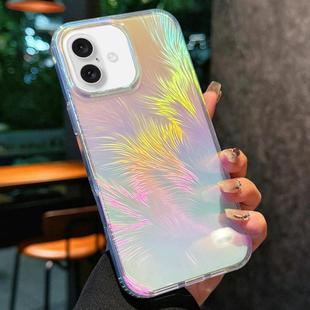 For iPhone 16 Glossy Color-Plated Shockproof Phone Case(Colored feathe)