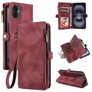 For iPhone 16 Plus Fantasy Multifunctional Zipper Wallet Leather Phone Case(purple)