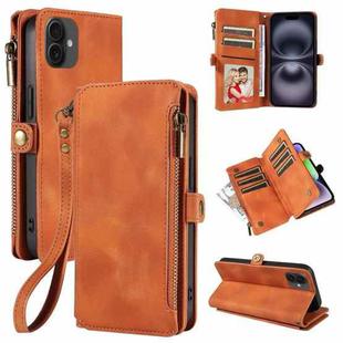 For iPhone 16 Fantasy Multifunctional Zipper Wallet Leather Phone Case(orange)