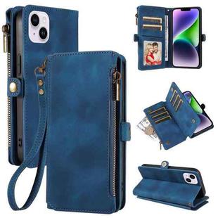 For iPhone 14 Plus Fantasy Multifunctional Zipper Wallet Leather Phone Case(blue)