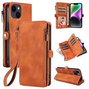 For iPhone 13 Fantasy Multifunctional Zipper Wallet Leather Phone Case(orange)