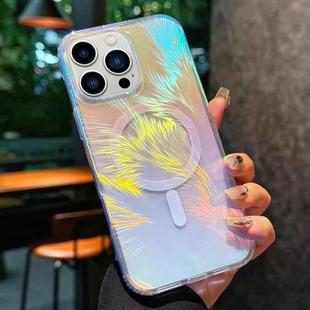 For iPhone 13 Pro Glossy Color-Plated MagSafe Shockproof Phone Case(Colored Feathers)