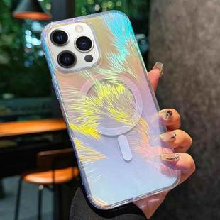 For iPhone 12 Pro Glossy Color-Plated MagSafe Shockproof Phone Case(Colored Feathers)