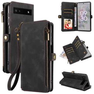 For Google Pixel 6a Fantasy Multifunctional Zipper Wallet Leather Phone Case(Black)