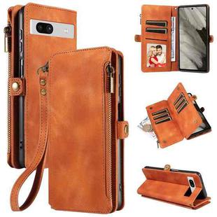 For Google Pixel 7a Fantasy Multifunctional Zipper Wallet Leather Phone Case(Orange)
