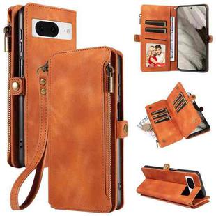 For Google Pixel 8 Fantasy Multifunctional Zipper Wallet Leather Phone Case(Orange)