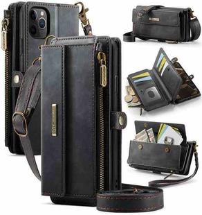For iPhone 11 Pro CaseMe C39 RFID Blocking Zipper Wallet Leather Phone Case with Crossbody Strap(Black)