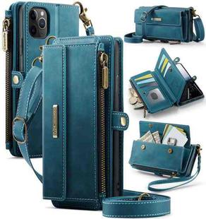 For iPhone 11 Pro CaseMe C39 RFID Blocking Zipper Wallet Leather Phone Case with Crossbody Strap(Green)