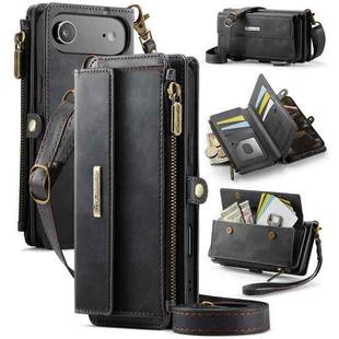 For iPhone Air CaseMe C39 RFID Blocking Zipper Wallet Leather Phone Case with Crossbody Strap(Black)