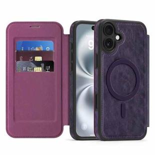 For iPhone 16 Plus Linton MagSafe Leather Phone Case(Purple)