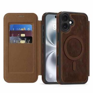 For iPhone 15 Plus Linton MagSafe Leather Phone Case(Coffee)