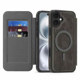 For iPhone 15 Plus Linton MagSafe Leather Phone Case(Grey)