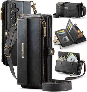 For Samsung Galaxy S25+ / S24+ 5G CaseMe C39 RFID Blocking Zipper Wallet Leather Phone Case with Crossbody Strap(Black)