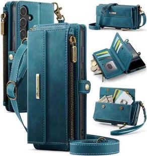 For Samsung Galaxy S25+ / S24+ 5G CaseMe C39 RFID Blocking Zipper Wallet Leather Phone Case with Crossbody Strap(Green)