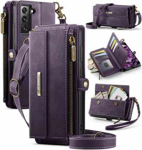 For Samsung Galaxy S22+ 5G CaseMe C39 RFID Blocking Zipper Wallet Leather Phone Case with Crossbody Strap(Purple)