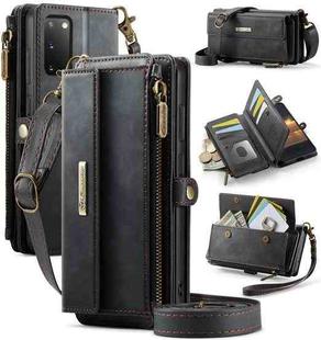 For Samsung Galaxy S20 5G CaseMe C39 RFID Blocking Zipper Wallet Leather Phone Case with Crossbody Strap(Black)