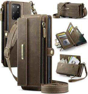 For Samsung Galaxy S20+ 5G CaseMe C39 RFID Blocking Zipper Wallet Leather Phone Case with Crossbody Strap(Coffee)