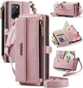 For Samsung Galaxy S20+ 5G CaseMe C39 RFID Blocking Zipper Wallet Leather Phone Case with Crossbody Strap(Pink)