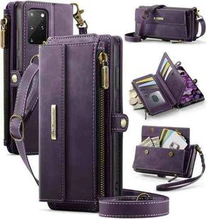 For Samsung Galaxy S20+ 5G CaseMe C39 RFID Blocking Zipper Wallet Leather Phone Case with Crossbody Strap(Purple)