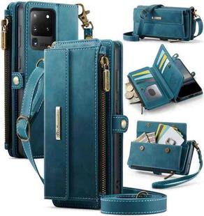 For Samsung Galaxy S20 Ultra 5G CaseMe C39 RFID Blocking Zipper Wallet Leather Phone Case with Crossbody Strap(Green)